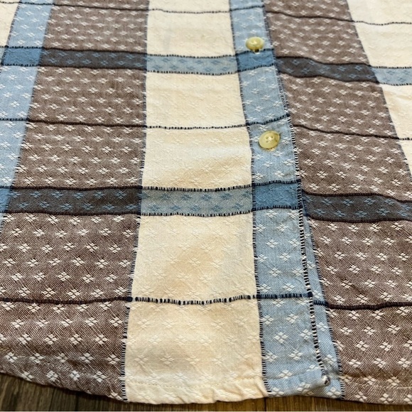 Cascade Blues Women’s Top Button Down Blue White Plaid Size L - Picture 7 of 12